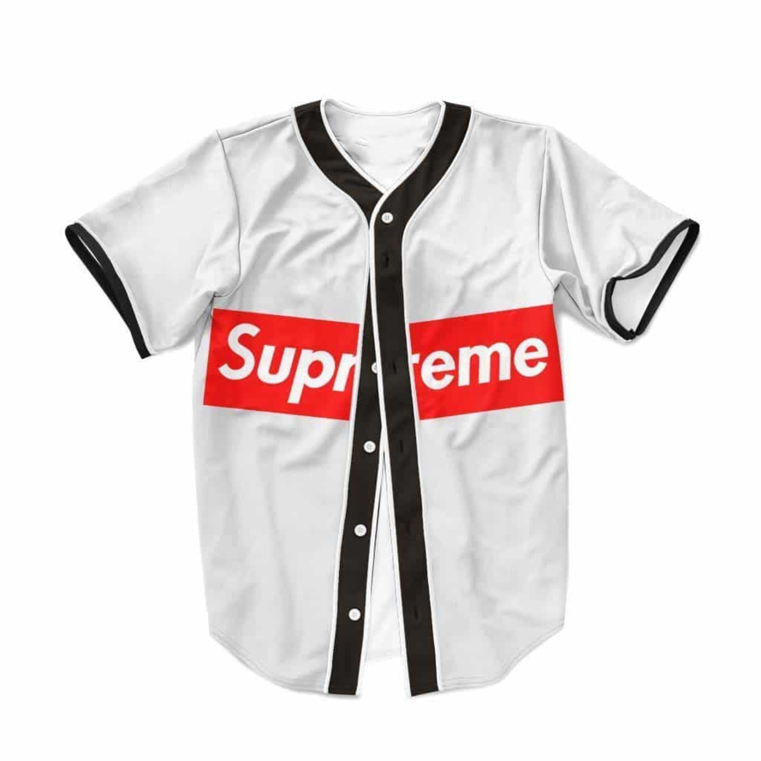 Supreme Brand Streetwear - Biała koszulka baseballowa w stylu Supreme