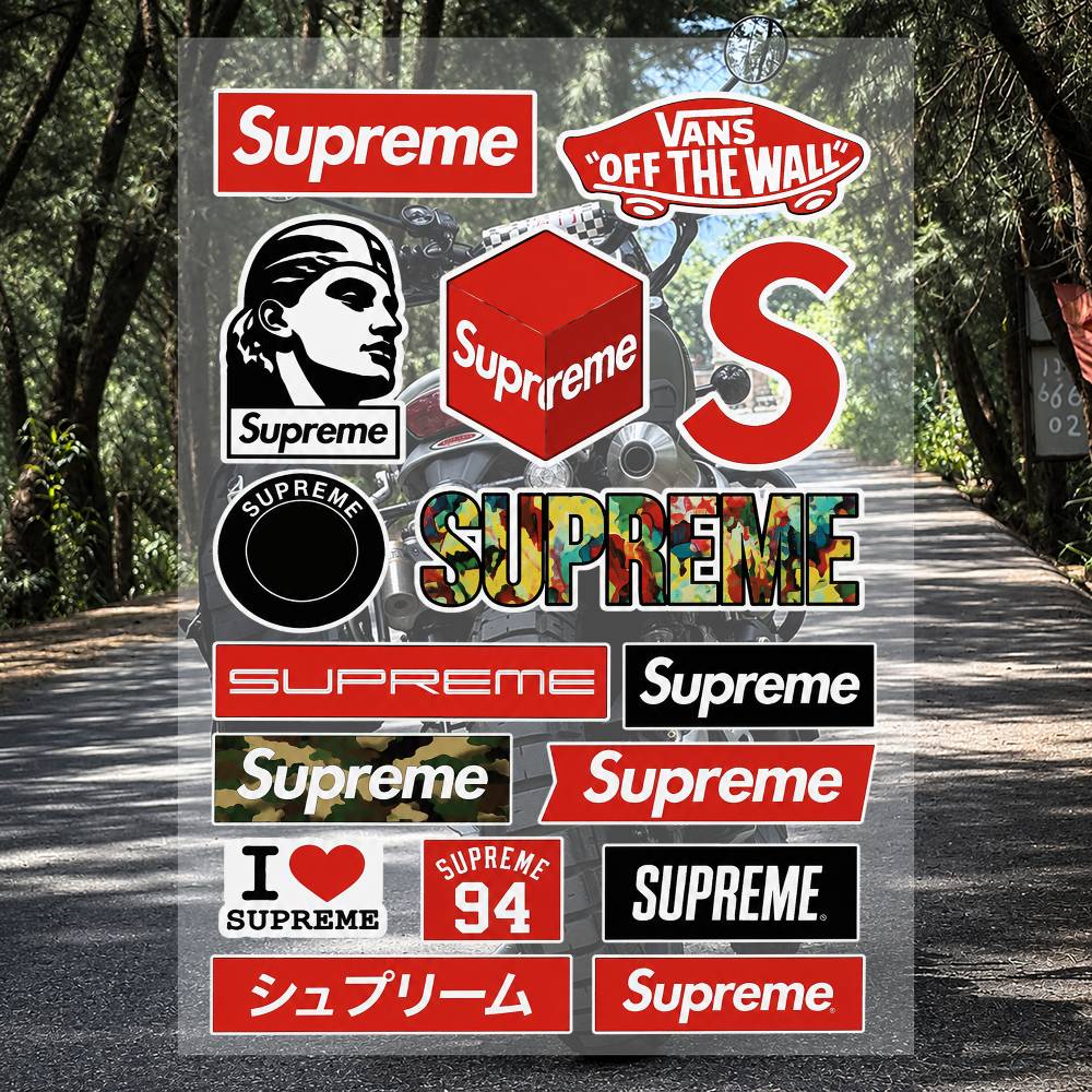 Supreme Brand Streetwear - Zestaw naklejek marki A-s-supreme-es Streetwear, wodoodporne